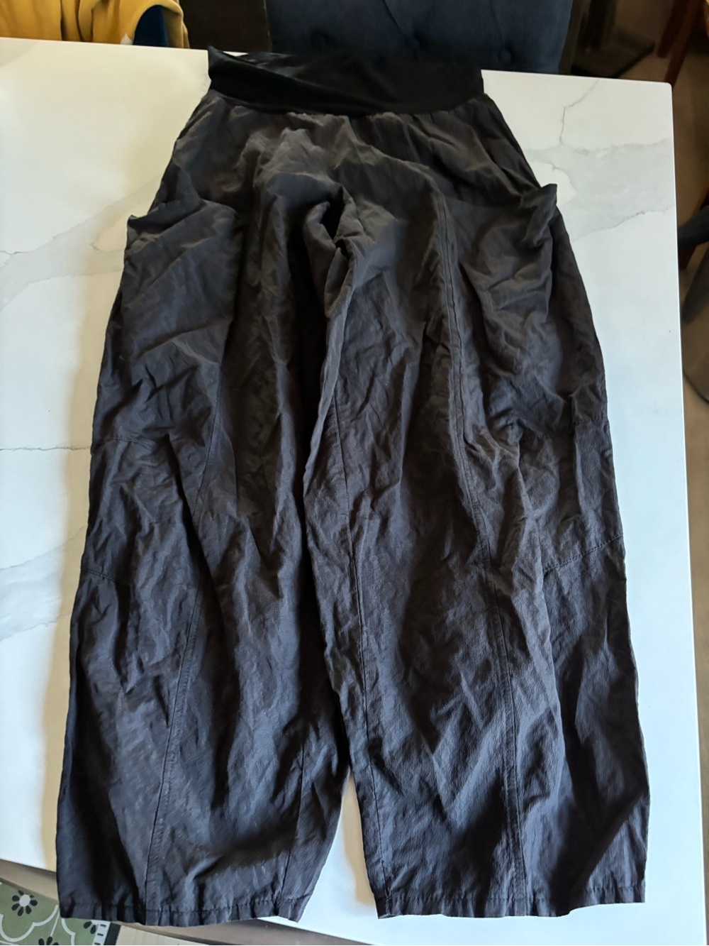 Lousje and bean lightweight, crinkle-textured harem pants